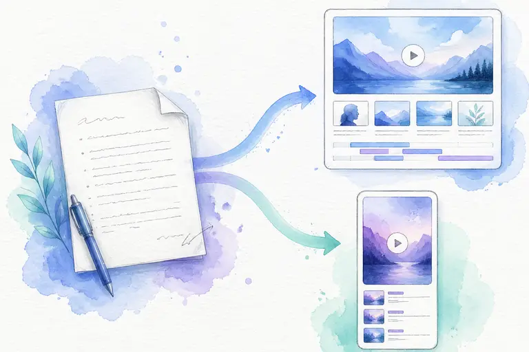Video Drafting (Long-form & Shorts) watercolor illustration