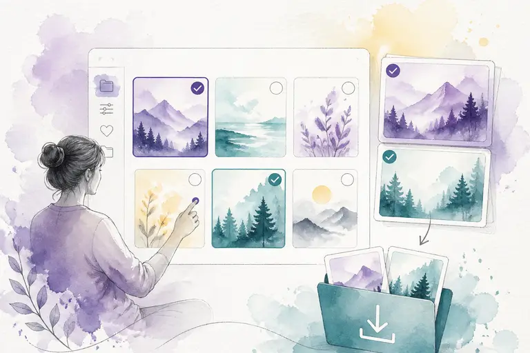 Manage results & download watercolor illustration