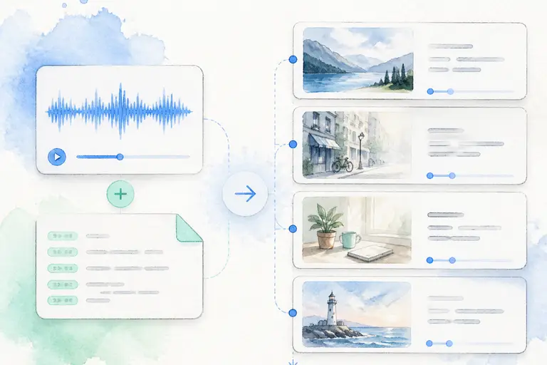 SRT Caption Matching watercolor illustration