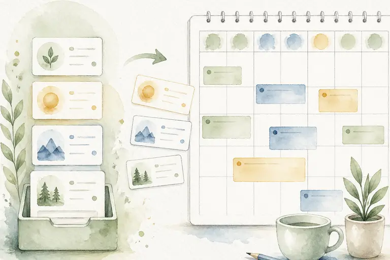 Production Queue & Calendar watercolor illustration
